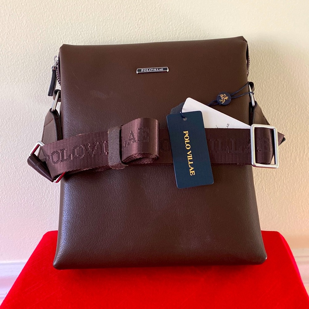 NWT POLO VILLAE Brown Vegan Messenger Bag